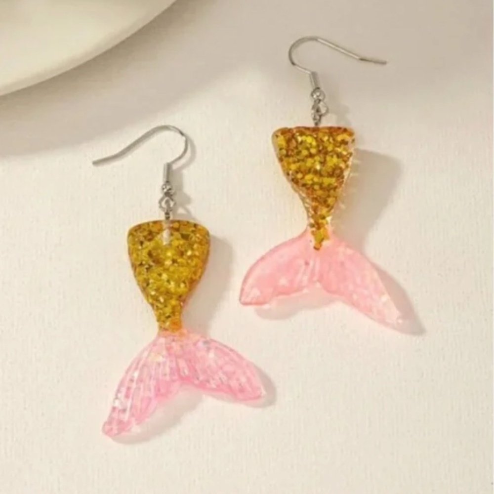 ❤️ FREE Mermaid Glitter Sea Shimmer Ocean Woman Tail Girly Chic Trendy Earrings
